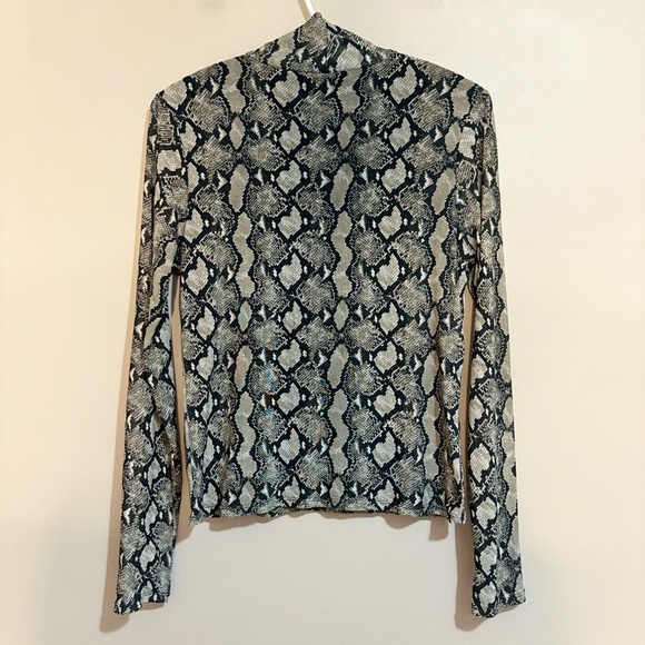 Rachel Zoe Mesh Snake Skin Print Turtleneck w Sheer Long Sleeves - Picture 8 of 12
